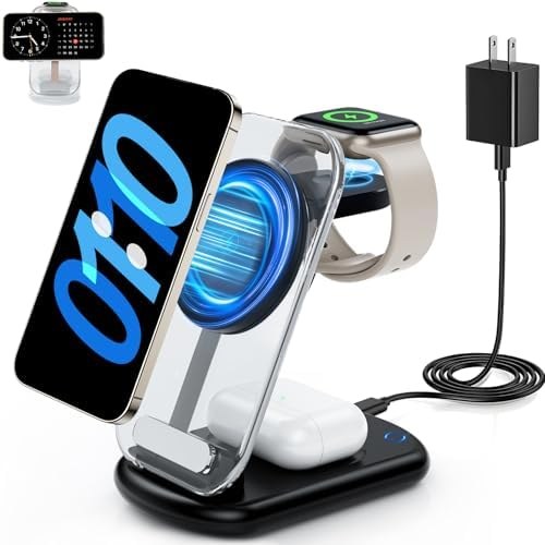 RYND 3-in-1 Magnetic Charging Station with Night Light, Black