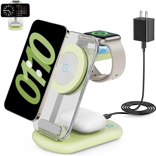 RYND 3-in-1 Magnetic Charging Station with Night Light, Cyan