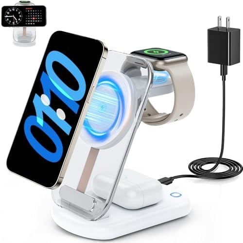RYND 3-in-1 Magnetic Charging Station with Night Light, White