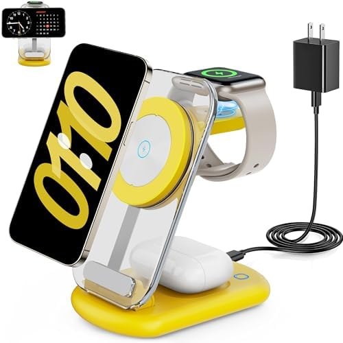 RYND 3-in-1 Magnetic Charging Station with Night Light, Yellow