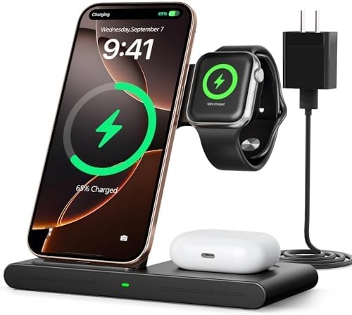 RYND 3-in-1 Wireless Charging Station for Apple & Android, Black