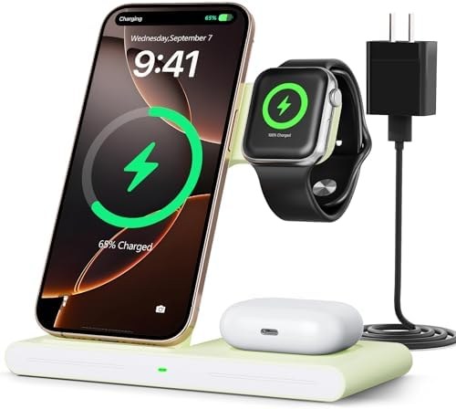RYND 3-in-1 Wireless Charging Station for Apple & Android, Lime