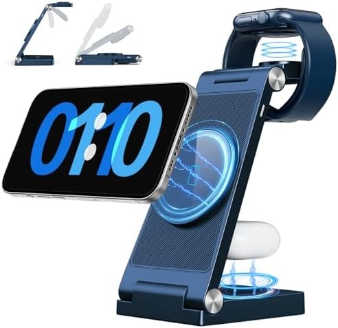 RYND Foldable 3-in-1 MagSafe Charging Station, Navy