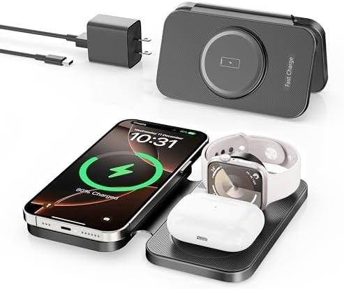 RYND Pocket 3-in-1 Travel Charging Station, Black